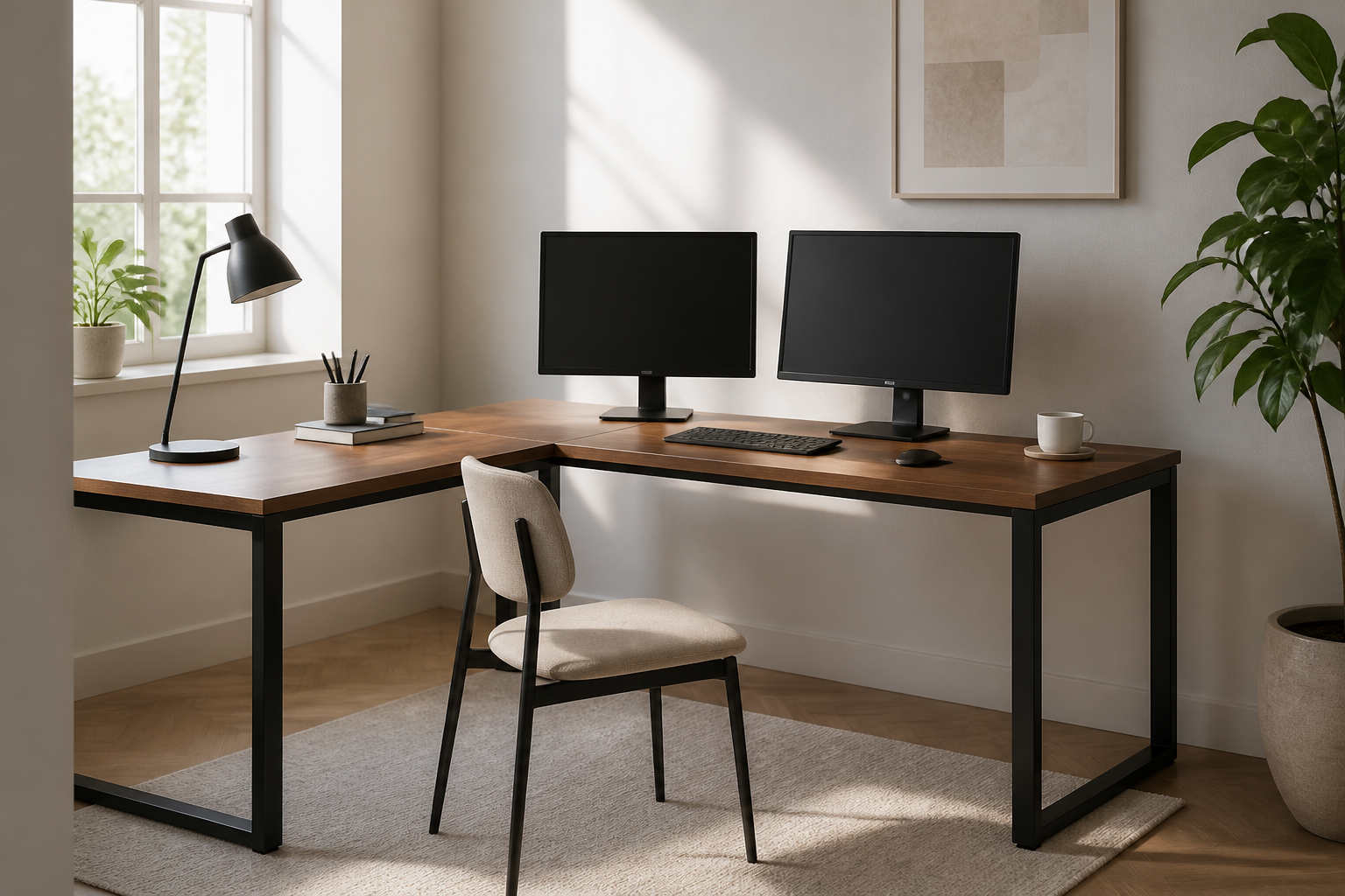 Welk hoekbureau voor twee monitoren koop je onder €250?