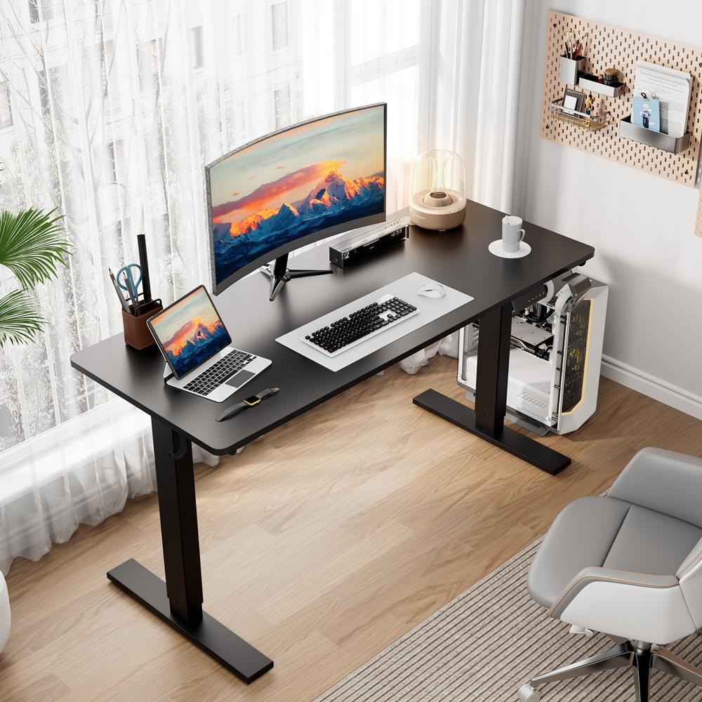 Modern Bureau Gebogen Computerbeeldscherm Laptop Via Natuurlijke Verlichting