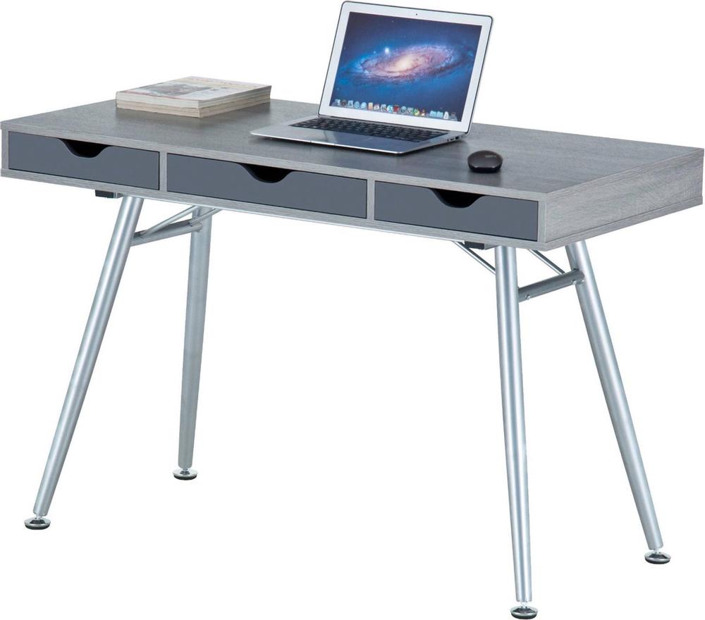 Moderne Bureautafel Lichtgrijs Hout Metalen Poten Laptop Sterrenhemel