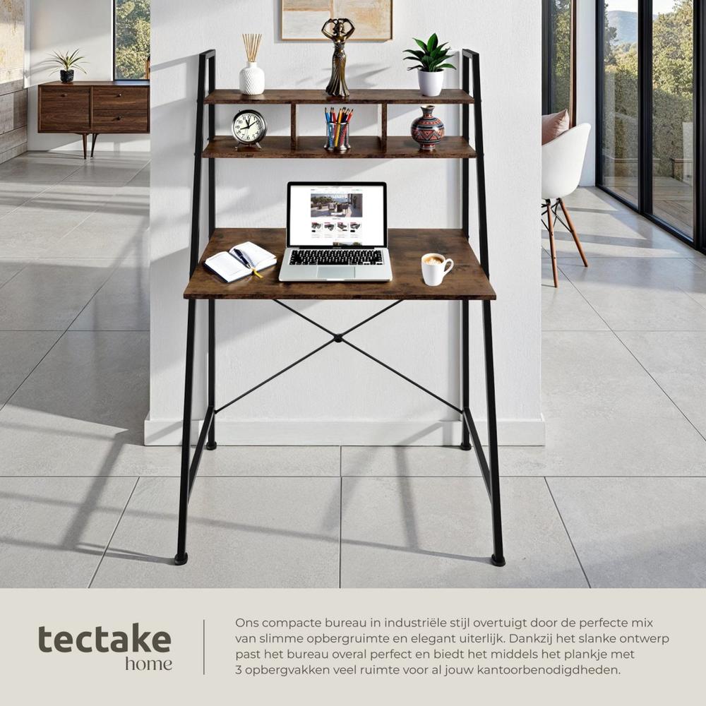 Compact Industrieel Bureau Houten Bovenblad Metalen Poten