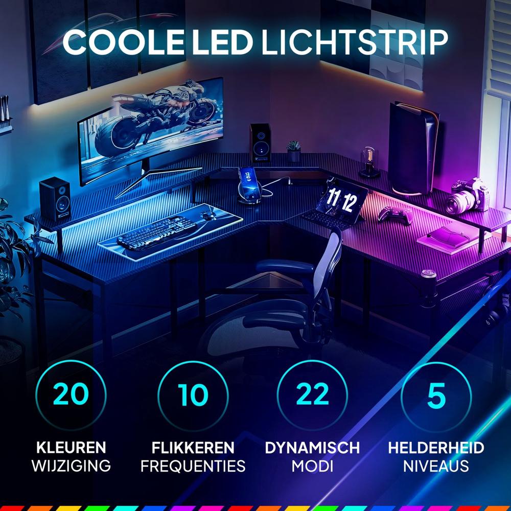 Moderne Werkplek Led Strip Bureau Computer Gamingconsole