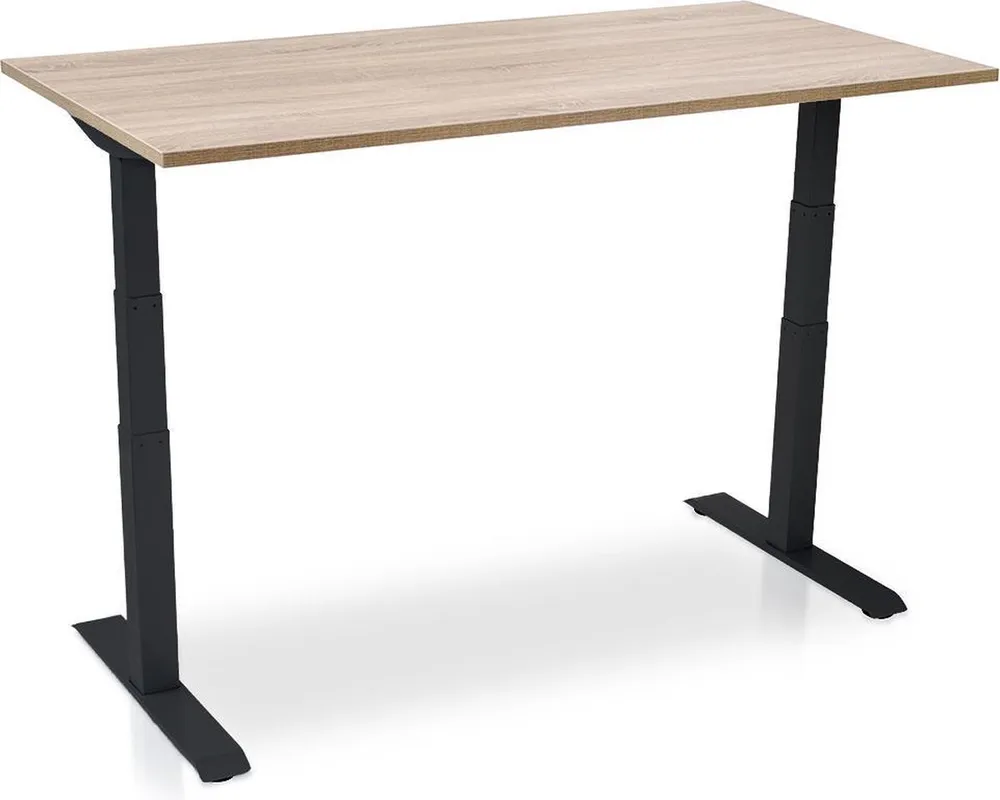 Mrc Pro Zit Sta Bureau Elektrisch Verstelbaar Midden Eiken Zwart Frame 150Kg